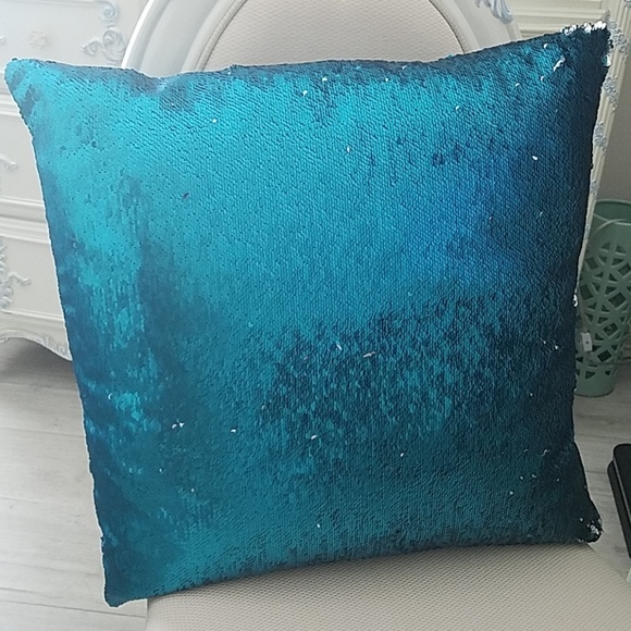 Blue Sequin Mermaid Down Pillow - Picture 1 of 4
